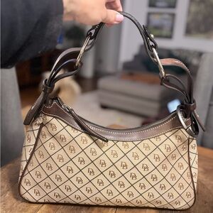 Dooney & Bourke Large Monogram Brown and Cream Shoulder Bag